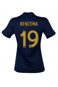 Ranska Karim Benzema #19 Jalkapallovaatteet Naisten Kotipaita MM-kisat 2022 Lyhythihainen